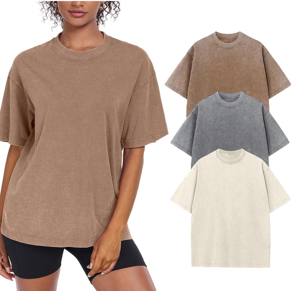 Casual Women's T-Shirt - Brown, Gray, Cream - Picture 1 of 1